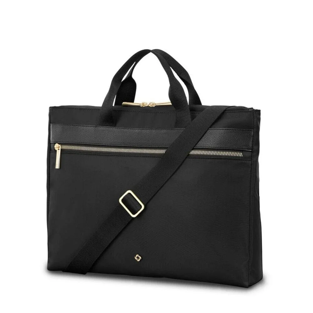 Samsonite Black Briefcase Gold MOBILE SOLUTION 2 CONVERTIBLE SLIM BRIEF, bag